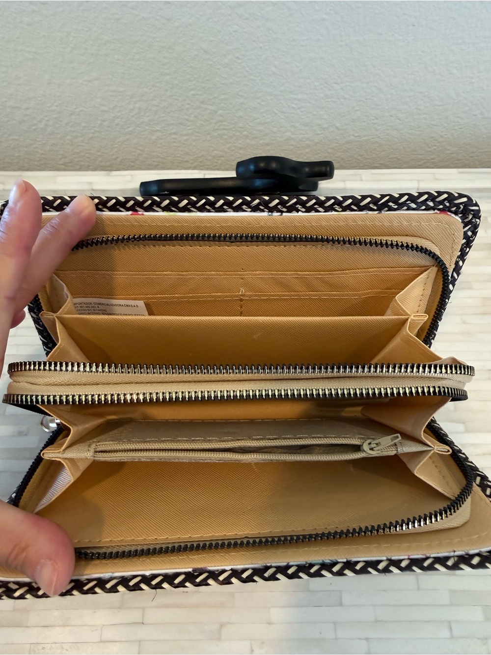 Woven Black and Cream Stripe Women's Clutch - Picture 2 of 8